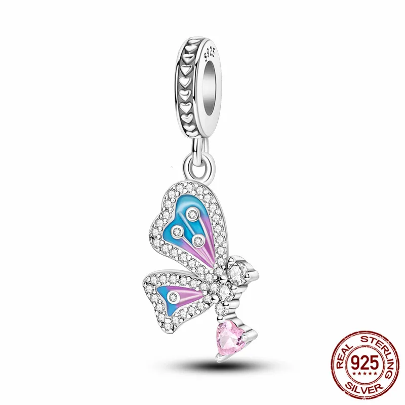 

S925 Sterling Silver Butterfly Love Pendant Bead, suitable for DIY handmade bracelets, a perfect jewelry gift for women.