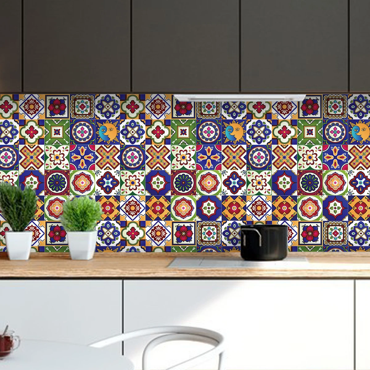Mandala flower tile stickers self-adhesive ceramic tile stickers kitchen bathroom wall renovation decorative stickers 10/15/20cm