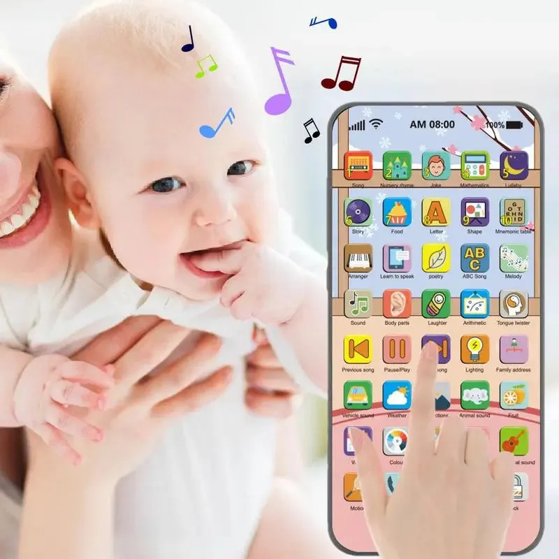 TOPMAYA Kids Toy الهاتف الذكي في وقت مبكر الهاتف المحمول مع ضوء شاشة تعمل باللمس الهاتف قابلة للشحن 10000 وظيفة المحتوى التعليمي Fo