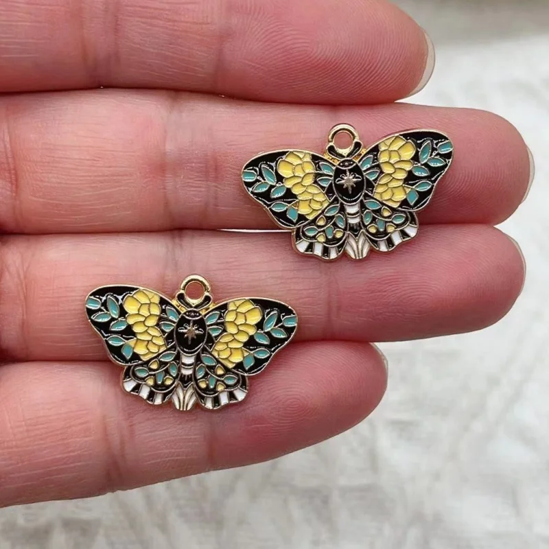 10pcs Butterfly Moth Alloy Pendants Colorful Enamel Insect Butterfly Charms For DIY Pendant Earring Necklace Jewelry Accessories