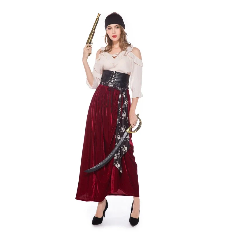 

Halloween Female Pirates Cosplay Costume Medoeval Gothic Fancy Dress