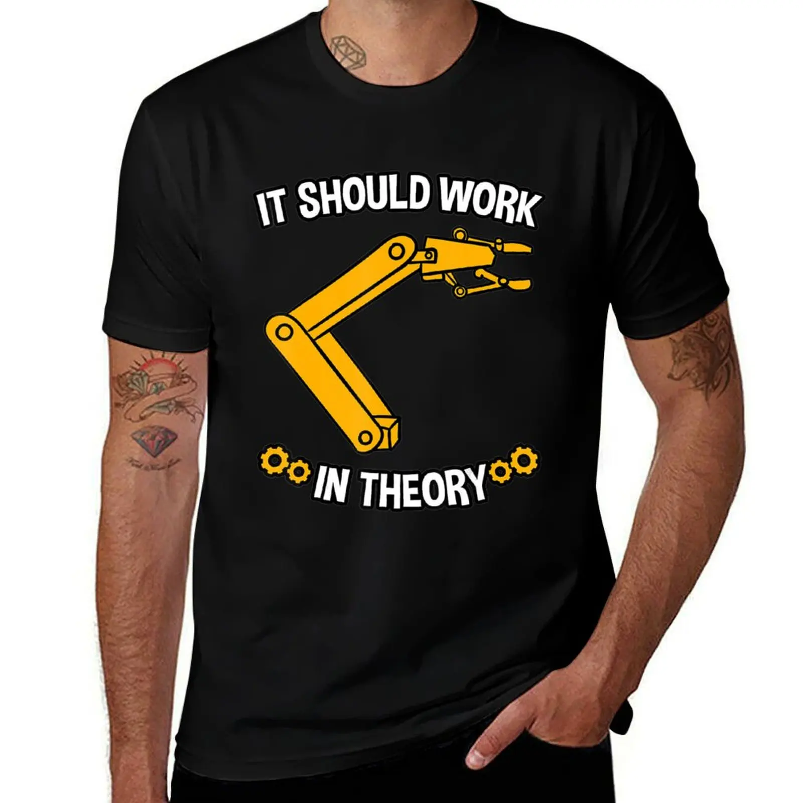 It Should Work In Theory Robotics Engineer Robot T-Shirt croswit shirt man graphics Blouse vintage t shirt men