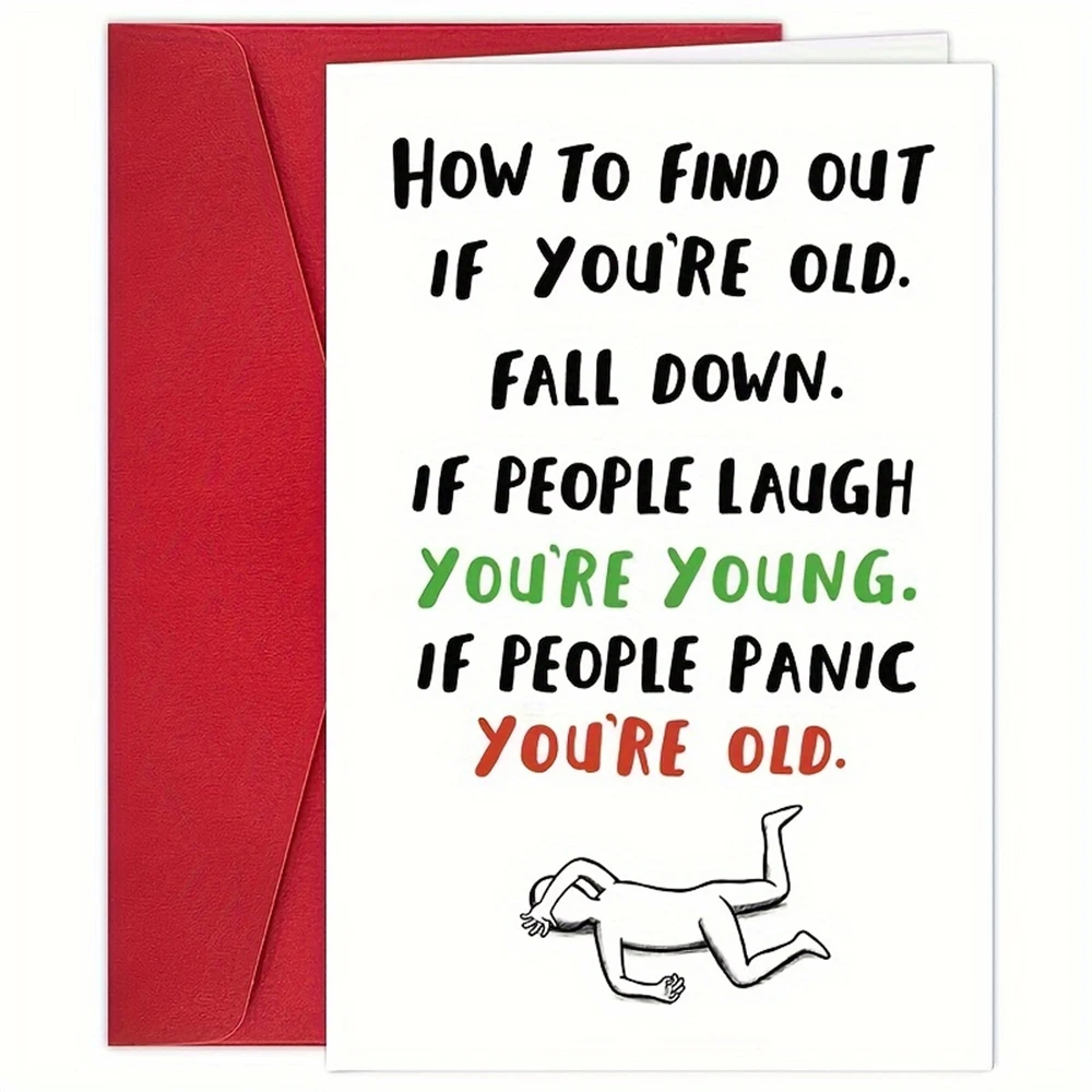 1pc,Funny Happy Birthday Card For Men I Women. Humorous How To Find Out If Your Old Joke. Perfect For Mom Dad Grandpa 50th 60th