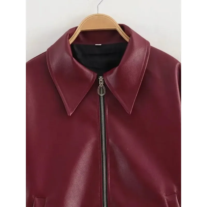 Suninheart Sonbahar Kış kadın Moto Biker Fermuar Uzun Kollu Ceket Suni Deri Ceket Outerwears Rahat Yeni Mont
