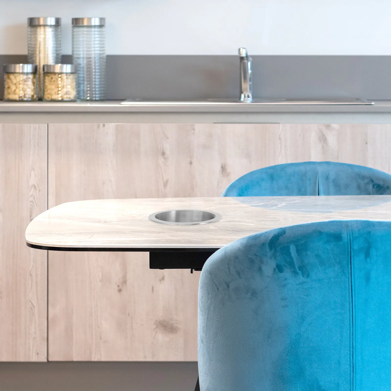 

Embedded Stainless Steel Round Trash Bin Lid Recessed Countertop Garbage Can Cover Kitchen Tabletop Waste Lid Trash Grommet