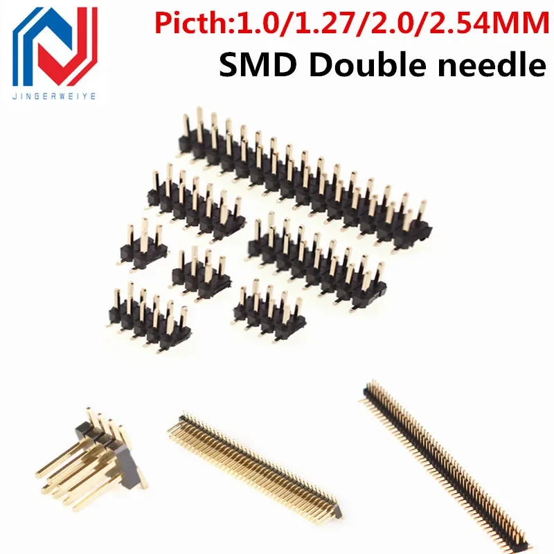 

10Pcs SMD SMT Picth 1.0mm 1.27mm 2.0mm 2.54mm double row male PIN HEADER Strip Connector 2*2/3/4/5/6/7/8/9/10/11/12/13-40/ PIN