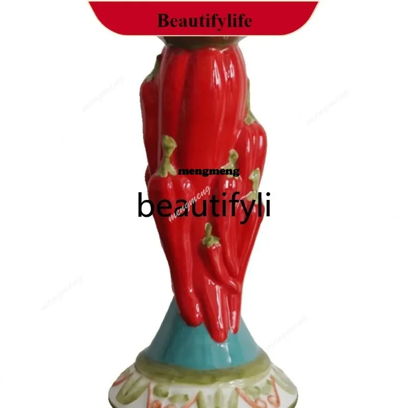 European creative pepper-shaped ceramic vase, hand-painted underglaze high candlestick flower arrangement  N