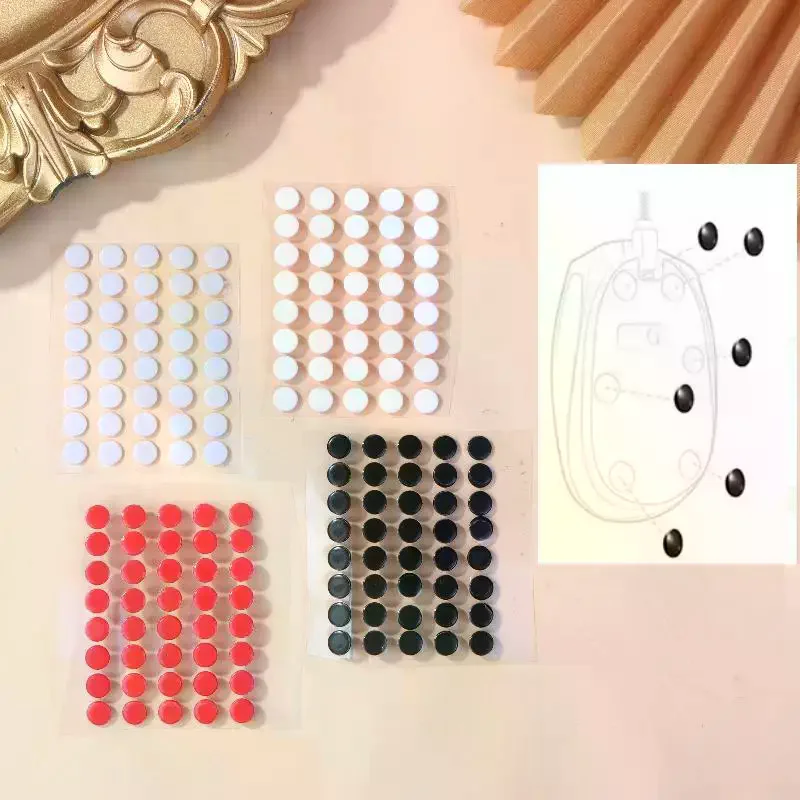 40Pcs 6.5mm Diameter 0.8mm Thickness Small Dots Universal  For Mouse Foot Glide Feet Sticker