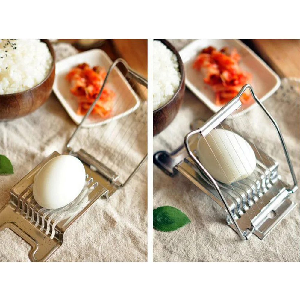 

Stainless Steel Egg Slicer Heavy Duty Easy Clean Boiled Egg Metal Neat Slices Wire Comfortable Kitchen Gadget