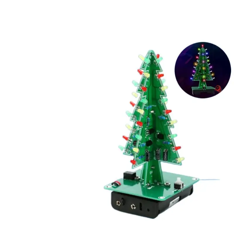 

DIY Electronics Kit 3D Christmas Tree Soldering Practice Electronic Science Assembly Kit 3 Color/7 Color Flashing LED PCB