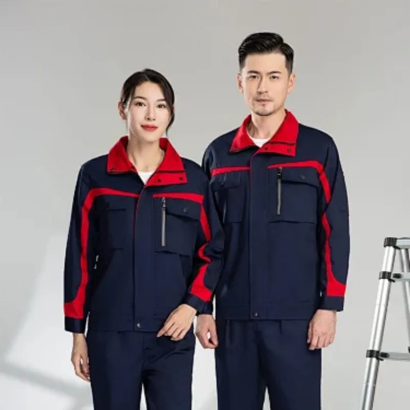 Men Women Color Block Work Suit Construction Auto Repair Custom Jacket Pants Set