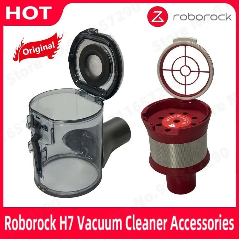 Original Roborock H7 Vacuum Cleaner Spare Parts Mace Plus Dustbin Dust Box Cyclone Assembly Module Red Accessories