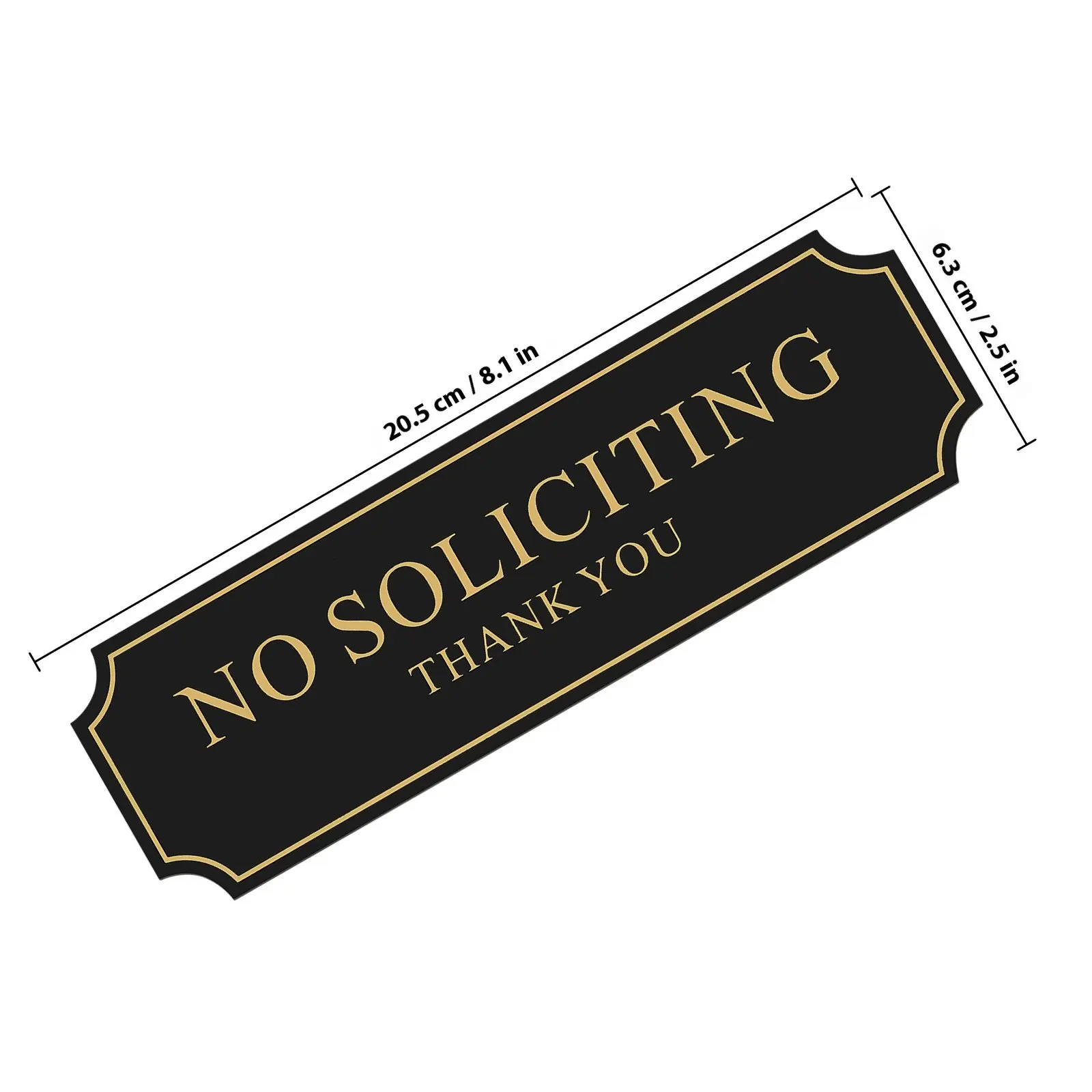 Luxury Black Gold No Soliciting Sign Elegant Waterproof Door Plaque Self Adhesive Warning For Front Door House Home Exterior