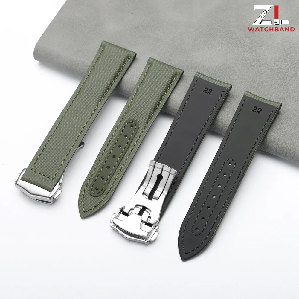 20mm 21mm 22mm Nylon Sailcloth Straps For Omega Seamaster 300 Watch Strap for Speedmaster AT150 Canvas Folding Buckle Watchband view 4