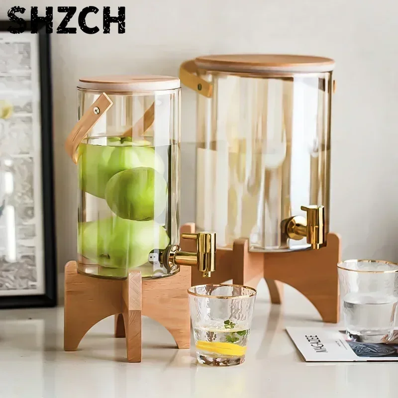 Glass Cold Kettle High-Temperature Resistant Commercial Juice Tank for Home Use Summer Beverage Storage for Kitchen & Bar