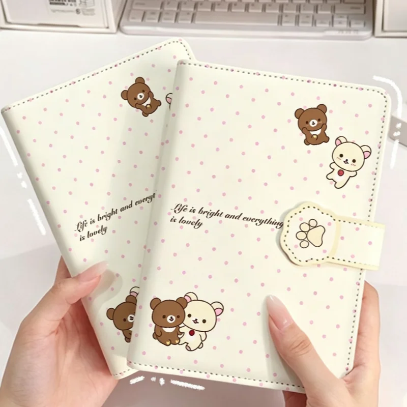 A6 45 Page Rilakkuma Korilakkuma Polka Dot Cortex Magnetic Snap Notepad Taking Note In Class Meeting Use Classmate Birthday Gift