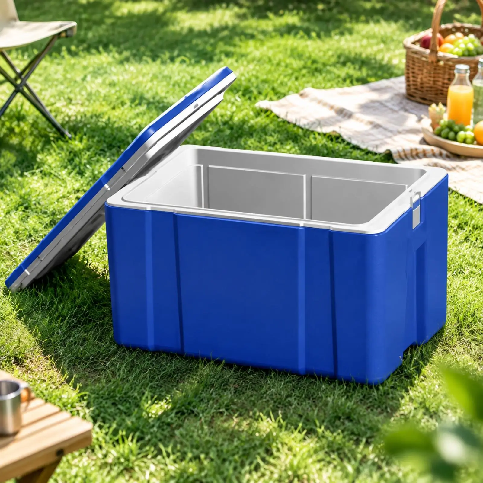66L Outdoor Portable Cooler Ice Box for Camping Picnic Beach Party with Wheels and Drain Plug