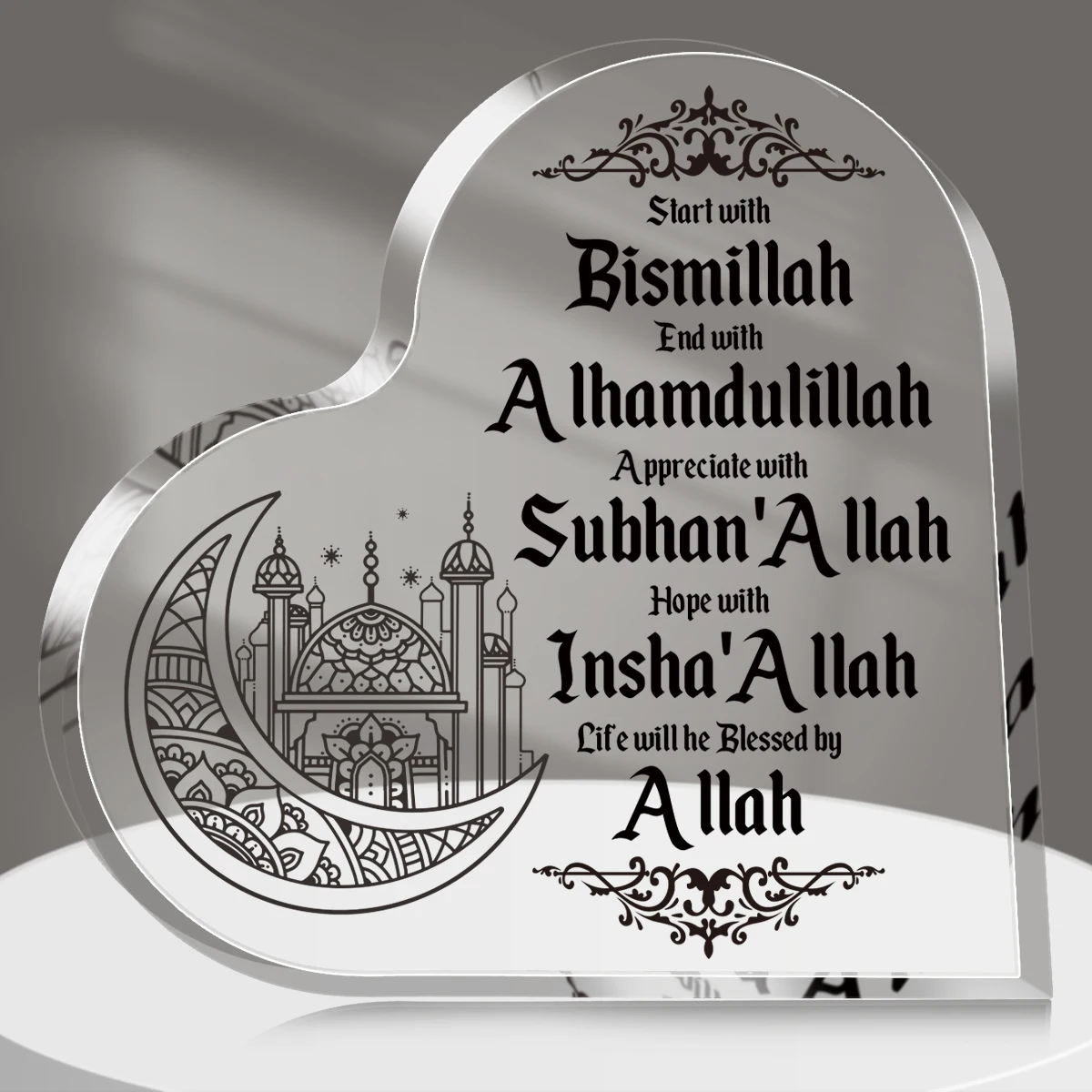 1pc 2d Flat Eid Mubarak Acrylic Desktop Ornament,Islamic Decoration,Display For Ramadan,Muslim Prayer Gift,Home Office Plaque