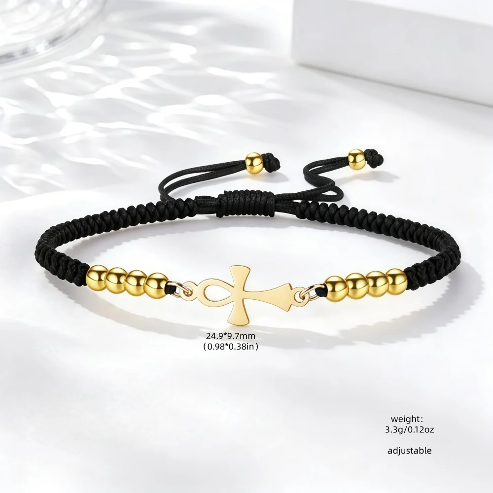 New fashionable stainless steel accessory hand rope, vacuum plated 18k gold accessories, hand woven adjustable drawstring, unise