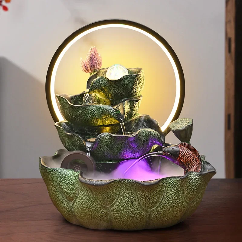 Lotus pond moonlight circulation water fountain ornament office living room desktop opening housewarming gift decorative