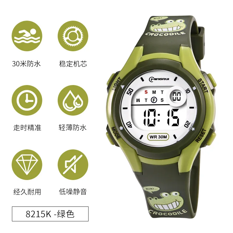 Relógio simples impressão esportes natação à prova dwaterproof água despertador led relógio eletrônico casual meninos crianças relógios