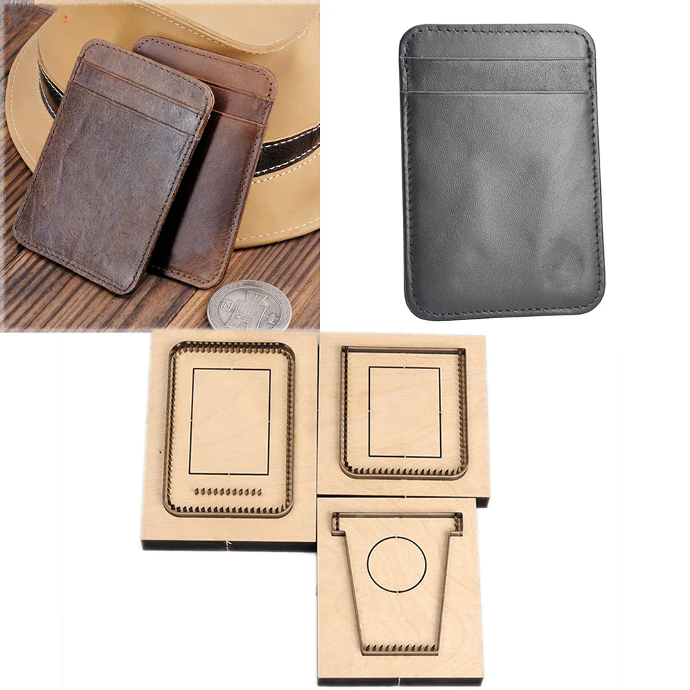 Dompet tempat kartu vertikal kerajinan kulit DIY, dompet tempat kartu desain sederhana, pisau potong, cetakan, alat pelubang pisau baja steel