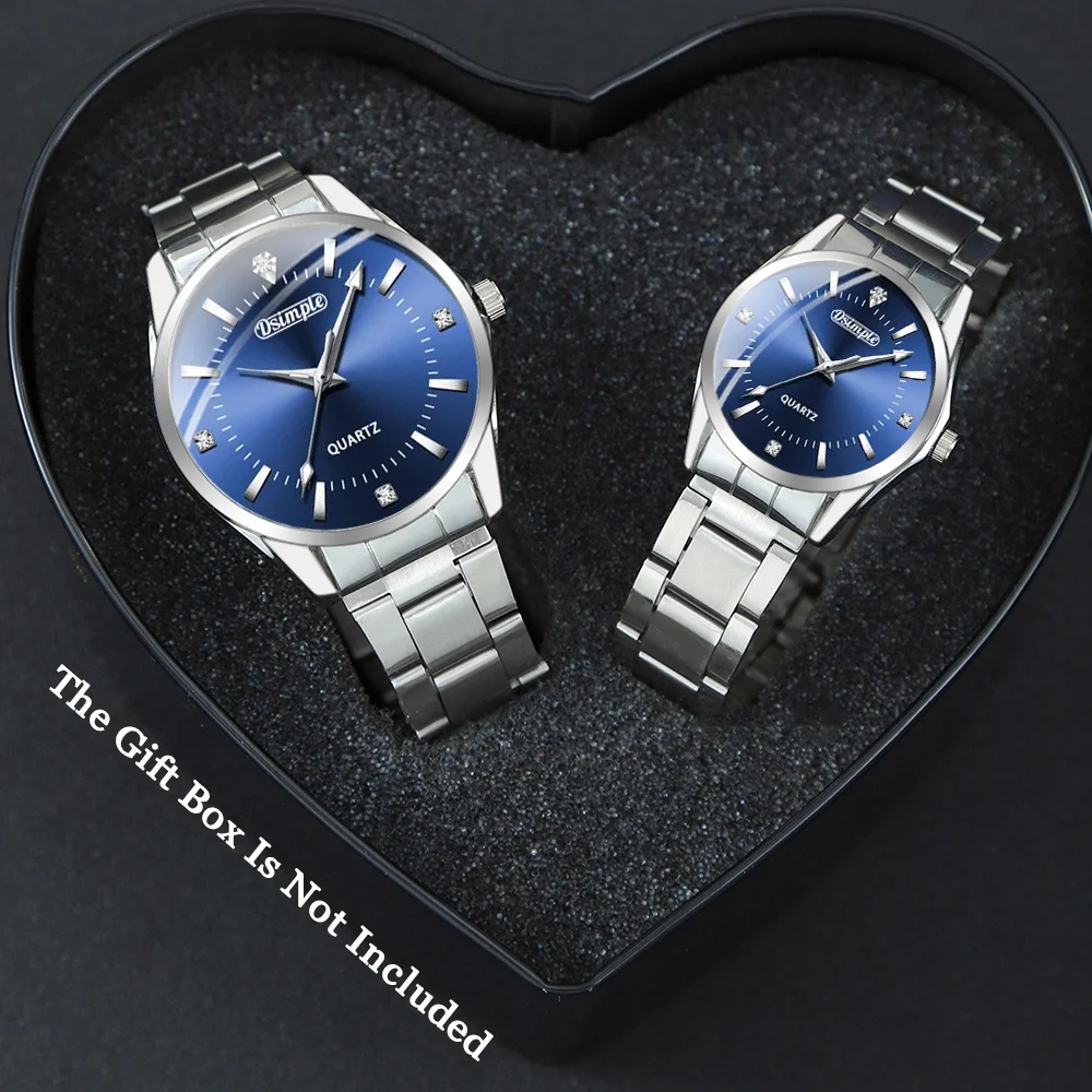 2 unids/set elegante conjunto de relojes para parejas, correa de acero inoxidable, movimiento de cuarzo, minimalista |   Relojes de pareja |   Regalos del Día de San Valentín