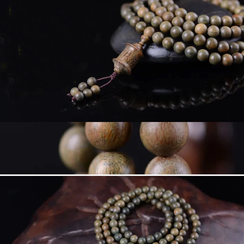 Natürliches Sandelholz 8mm108 tibetisch-buddhistisches Armband Unisex Rosenkranz Holzschmuck Gebetsmühle – Detail 2