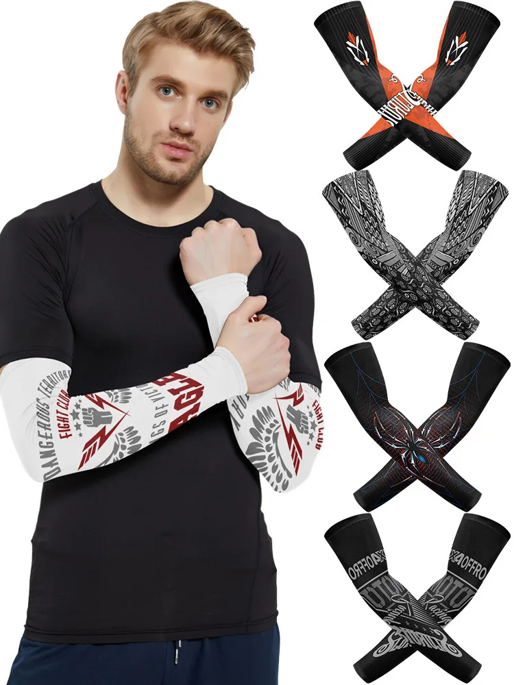 

27 Types Fashionable Cool Ice Silk Sleeves Sunscreen Breathable Comfortable Trendy Tattoo Arm Covers Men Outdoor Hiking Cycling