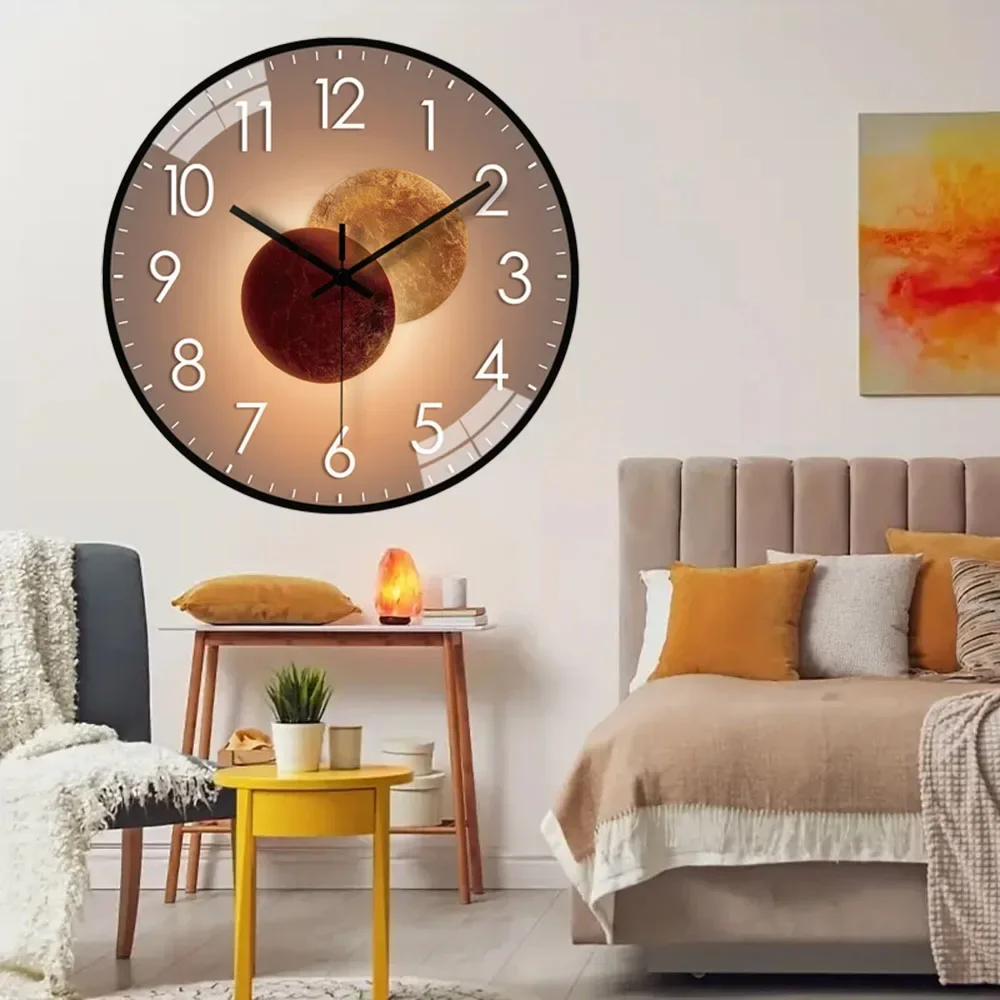 8 Inch Non-Ticking Wall Clock Silent Round Wall Clock Modern Decor Clock For Home Office School Kitchen Bedroom Living Room