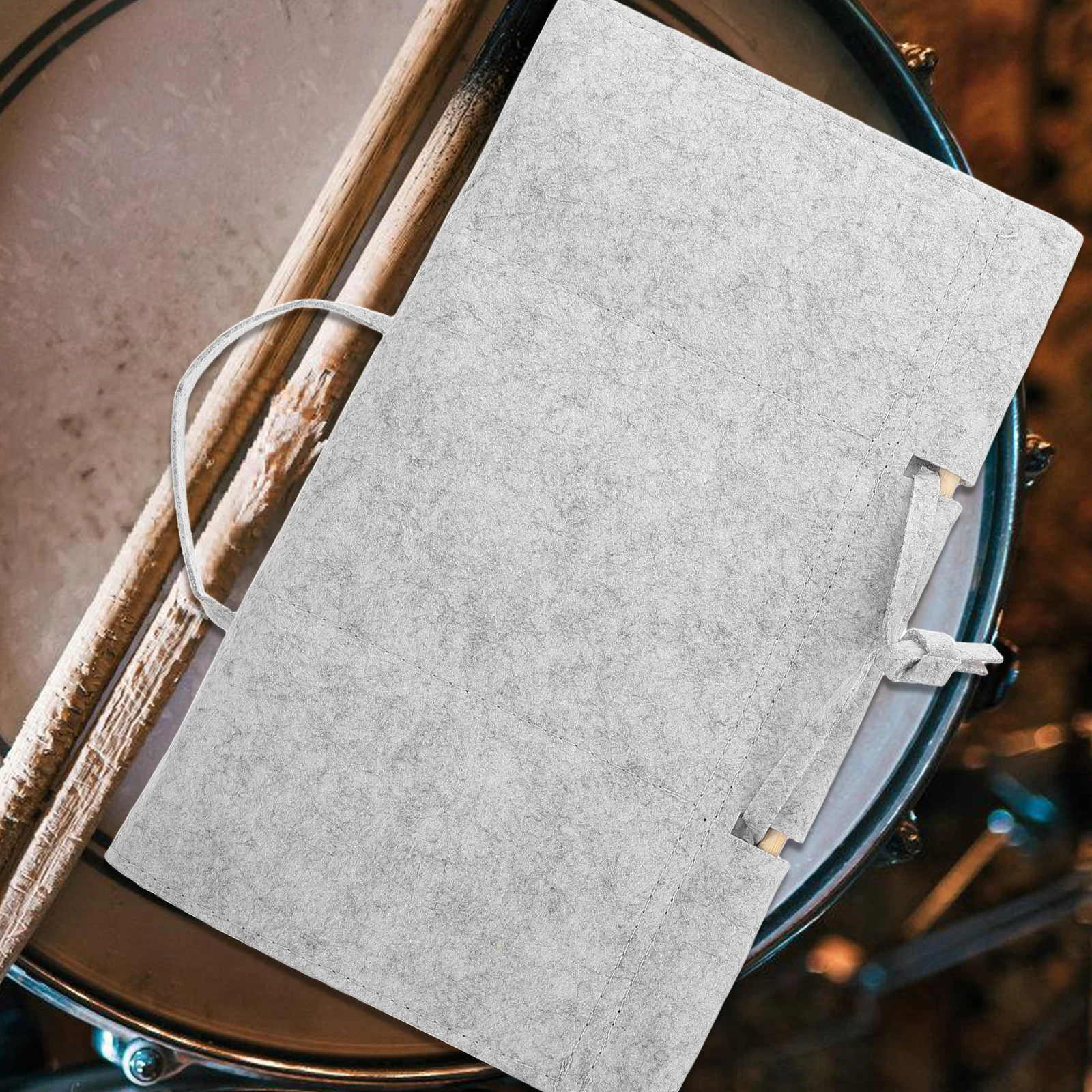 

Drumstick Holder Wall Mounted Display Rack Elastic Loops Felt Wood Material Storage Bag For Performance Practice Organizer