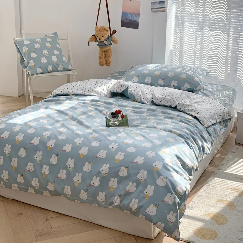 Quilt Cover 150*200cm 100% Cotton 60s Yarn With Pillowcase 48*74cm Reactive Dyeing All Seasons pastoral Colorful Kids Bedding