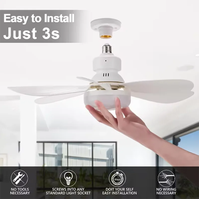 NEW NEW 20.5in E26/E27 Screw In Socket Fan Light, LED Small Ceiling Fan with Remote for Closet Kitchen Bedroom - Aliexpress Deal