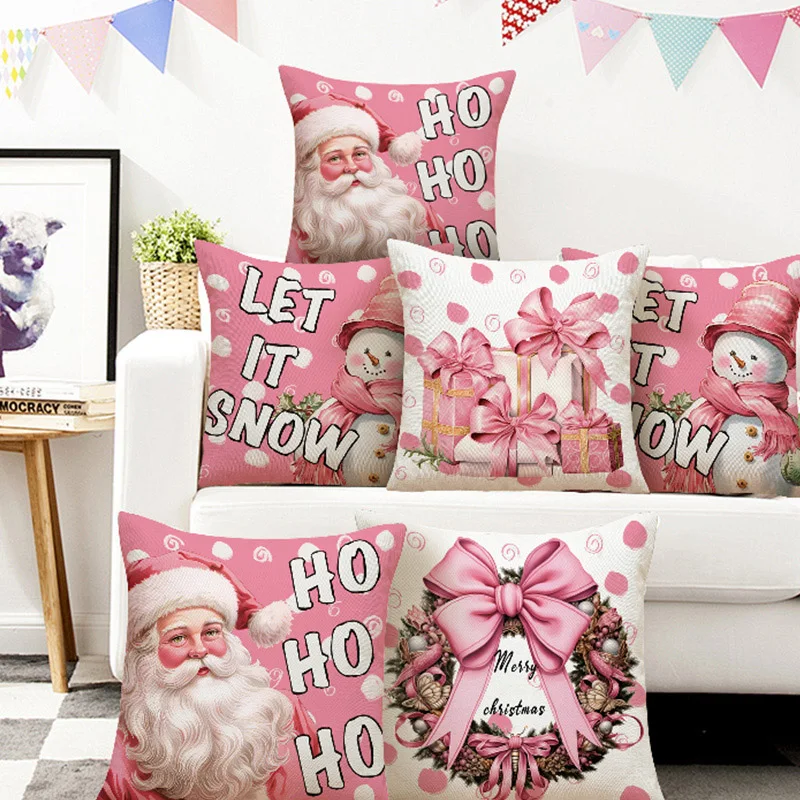 1pc Christmas Decorations Pillow Covers Sofa Square Throw Pillow Cases Stamping Snowflake Waist Cushion Cover Home Bed Decor