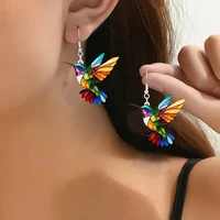Jardme Colorful Hummingbird Dangle Earrings for Women Fashion Cute Animal Earrings Women's Statement Jewelry Gifts