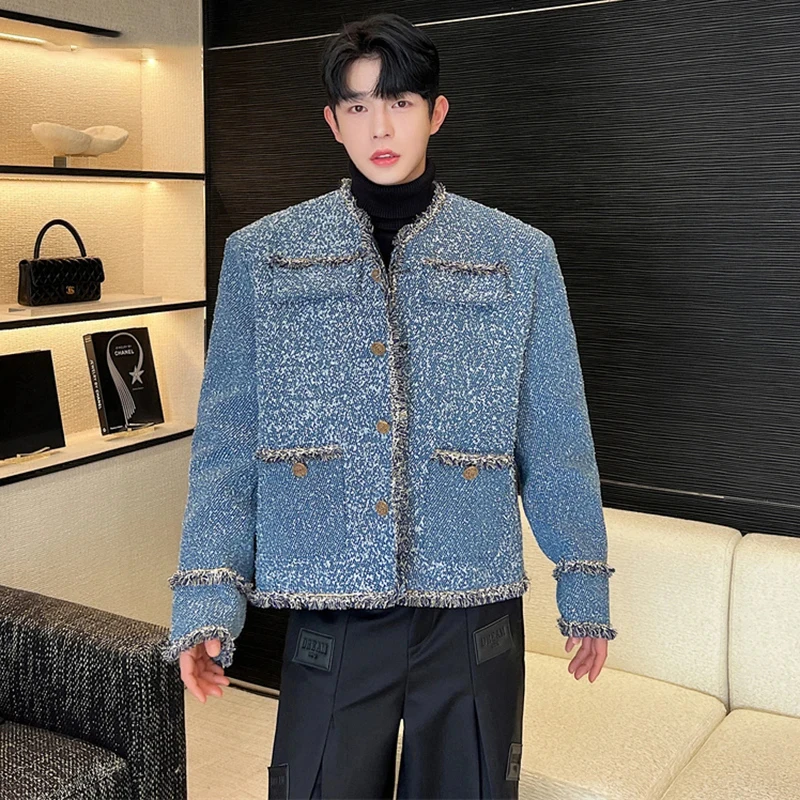 LUZHEN 2025 nouveau à la mode bord rugueux épissage conception Denim veste hommes beau épaulière mâle coréen vêtements d'extérieur de luxe LZ6224