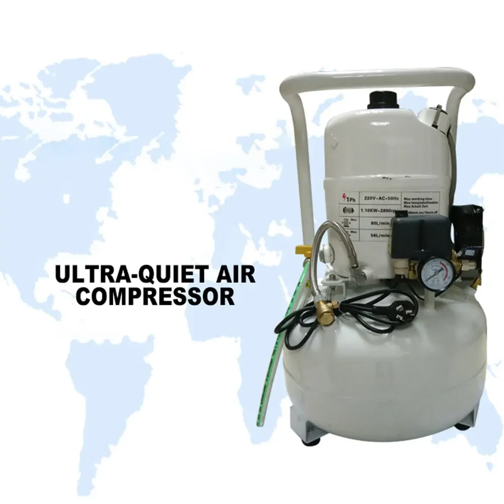 25L Silent Oil-free Air Compressor 0.8Mpa Oil-free Air Pump for Home Repair Tire Inflation Whisper Compressor