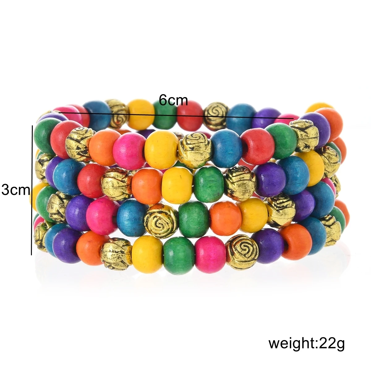 النمط الأفريقي البوهيمي خمر العرقية متعدد الطبقات اليدوية الملونة خشبية حبة سوار للنساء الملحقات اليومية #5