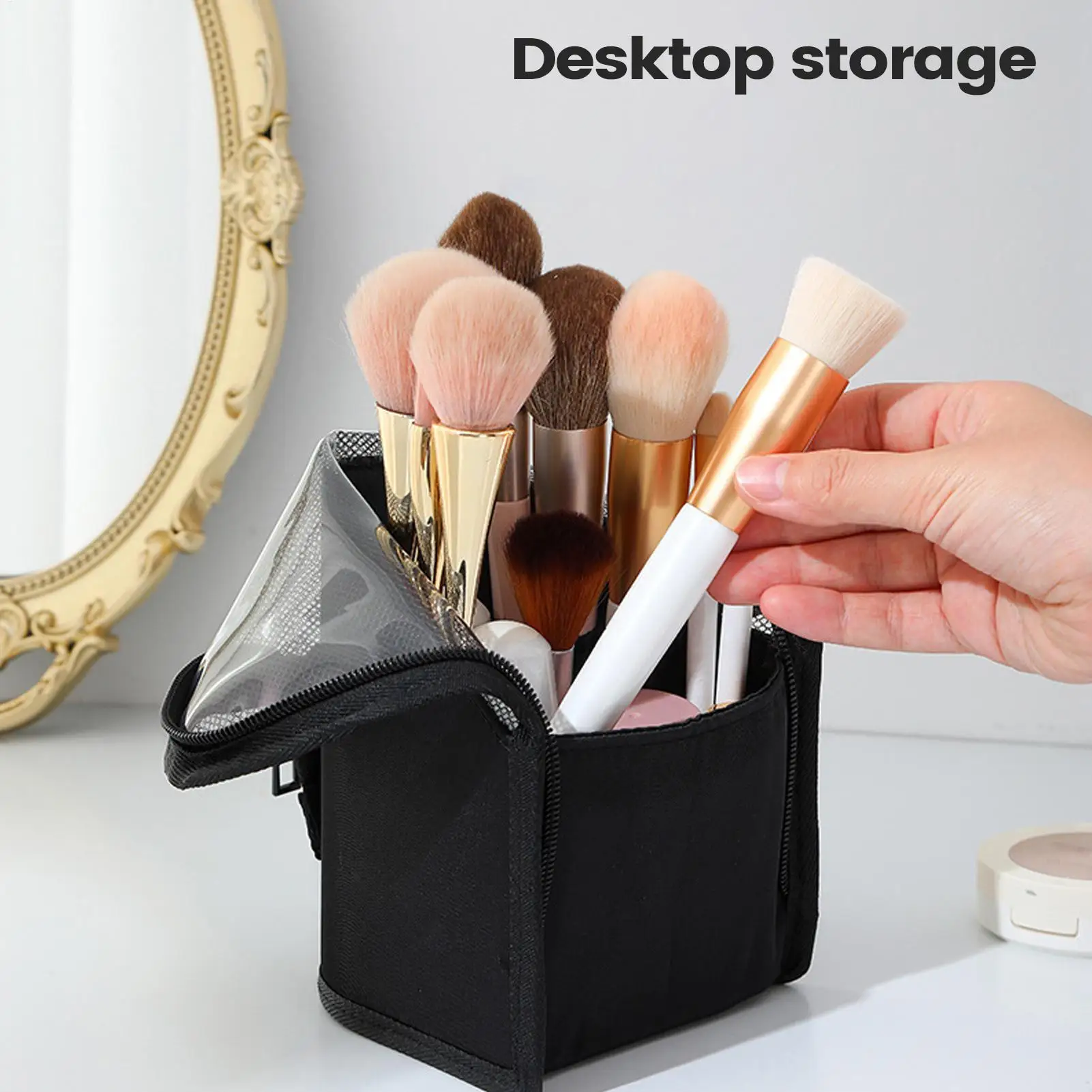 Waterproof Standing Toiletry Bag Spacious Cosmetic Storage Pouch Hanging Travel Makeup Organizer for Camping Hotel Business Trip