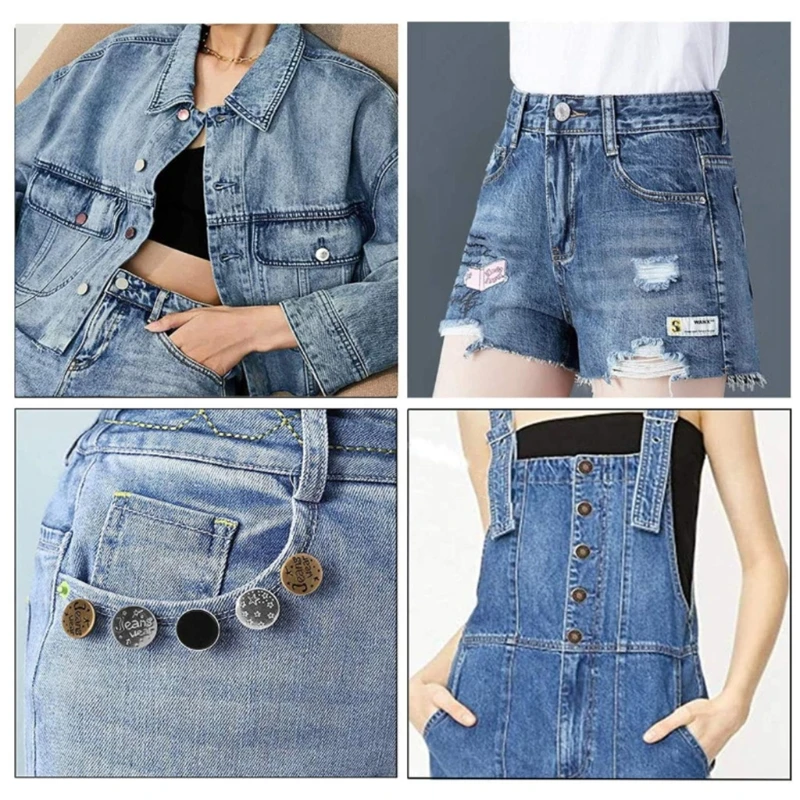 Adjustable Button Nailess Removable Metal Buttons Adjustable Jean Button Pins