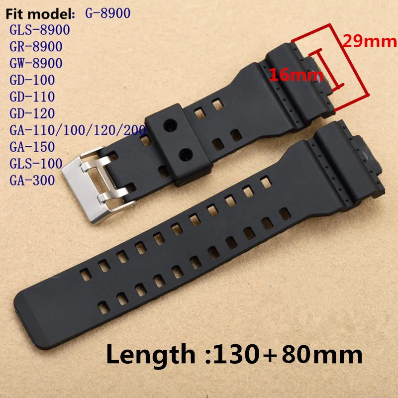 Suitable Brand for Gshock Watch Strap GA100/110/120/GD100/120/GA300/G-8900 Raised 16mm Replacement Watch Straps