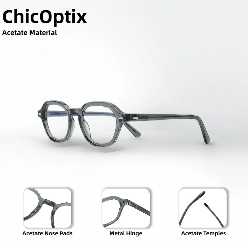 

Высококачественная круглая ацетатная оправа, модные ретро-модные оптические очки с заклепками для мужчин и женщин, универсальные корейские модные очки