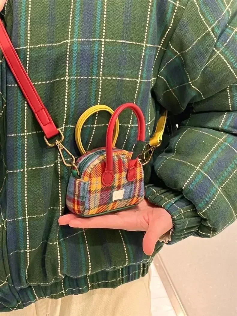 Sac à main à carreaux de Noël, mini sac pour écouteurs mignon, sac de changement de rouge à lèvres