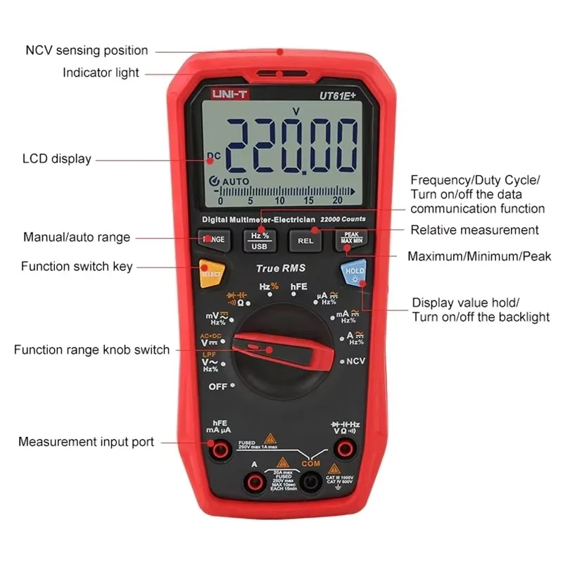 UT61B + Plus Multímetro Analógico Digital Profissional Amperímetro Voltímetro AC DC True RMS Multímetro Elétrico