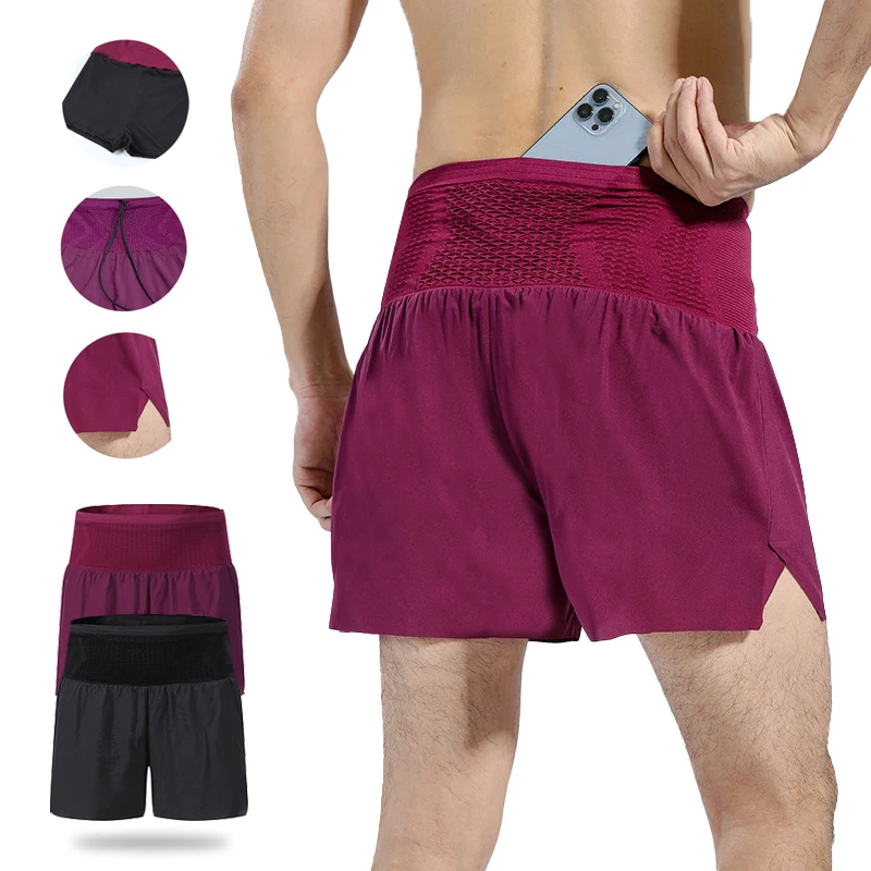 360 Degree Waist Pack Trail Running Shorts with Quick Dry Non-Slip Liner M-3XL Fitness Hiking Marathon Training Athletic Shorts