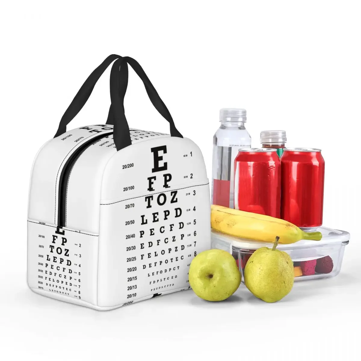 Custom Snellen Eye Chart Insulated Lunch Bag for Women Optometrist Ophthalmologist Thermal Cooler Lunch Box Office Work School