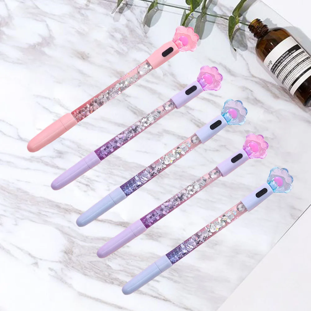 

5 Pcs Luminous Gel Pen Cat Claw Glowing Pens Heart Stationery Supplies