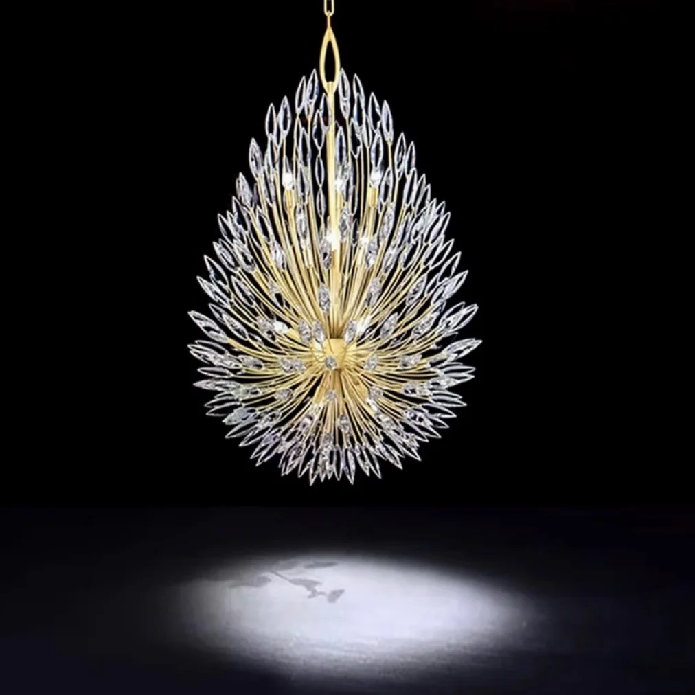 

Shining Peacock Crystal Chandeliers Pendant Lights Fixture Modern Luxury Main Ceiling Pendant Lamps Home Indoor Lighting Decor