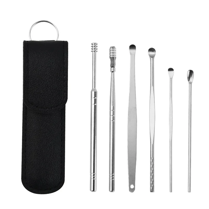

6Pcs Stainless Steel Ear Cleaner Set, Ear Wax Remover Pick Curette Spoon, Ear Care Cleaning Tools