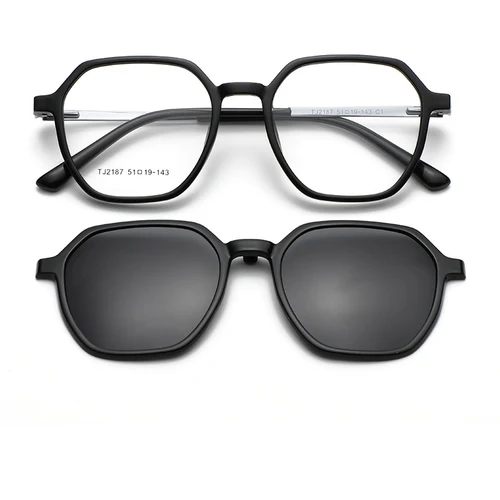 Imagen 2 del producto VICKY, gafas con Clip magnético para mujer, gafas para conducir polarizadas poligonales ópticas para miopía, gafas graduadas personalizadas para hombres TJ2187